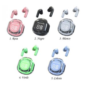 Auriculares T8 TWS Bluetooth 5.3 con Diseño Transparente, Reducción de Ruido y Control Táctil para Juegos y Deportes